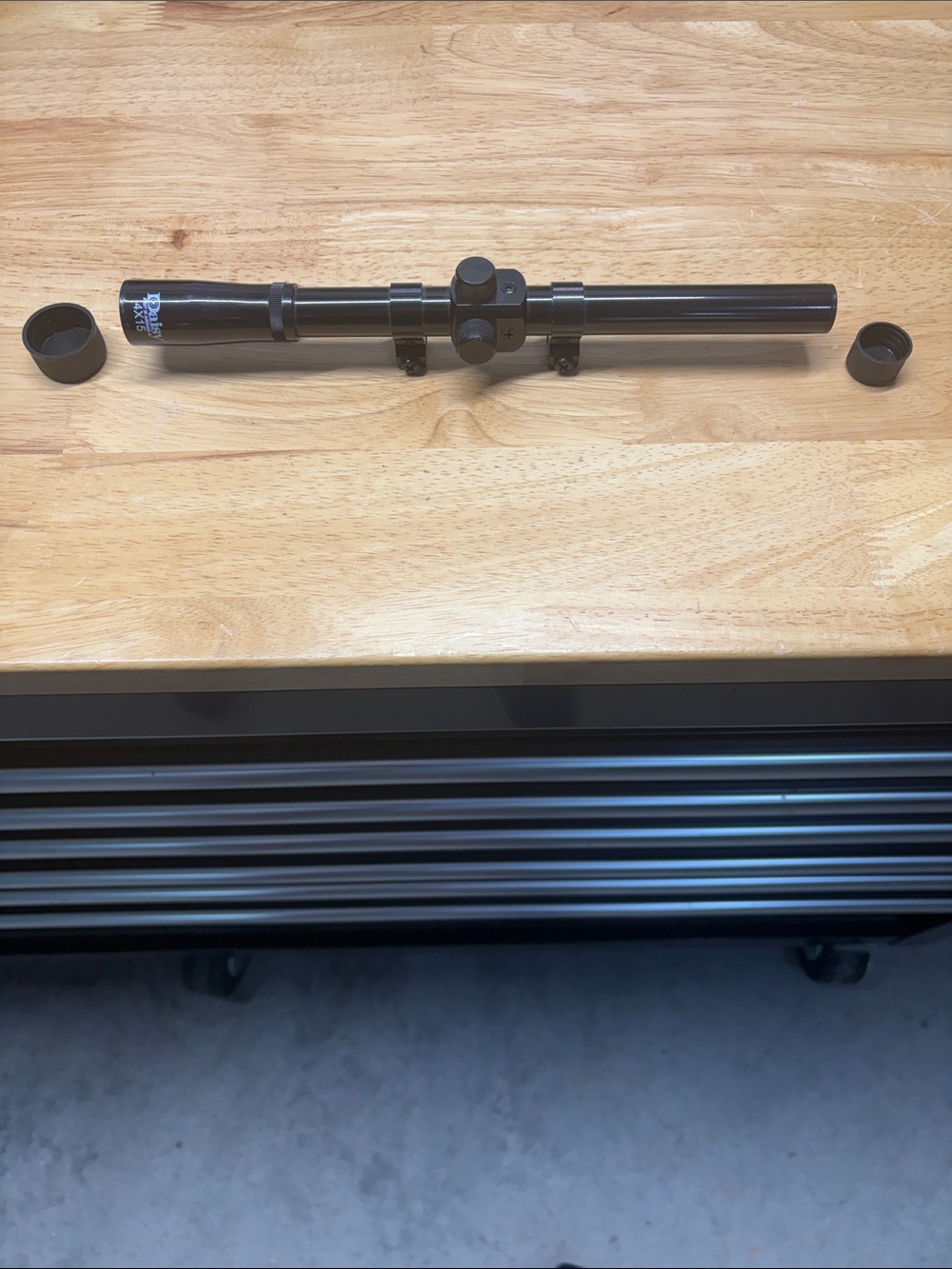 Compact 4 x 15  Rifle Scope with Caps - Black